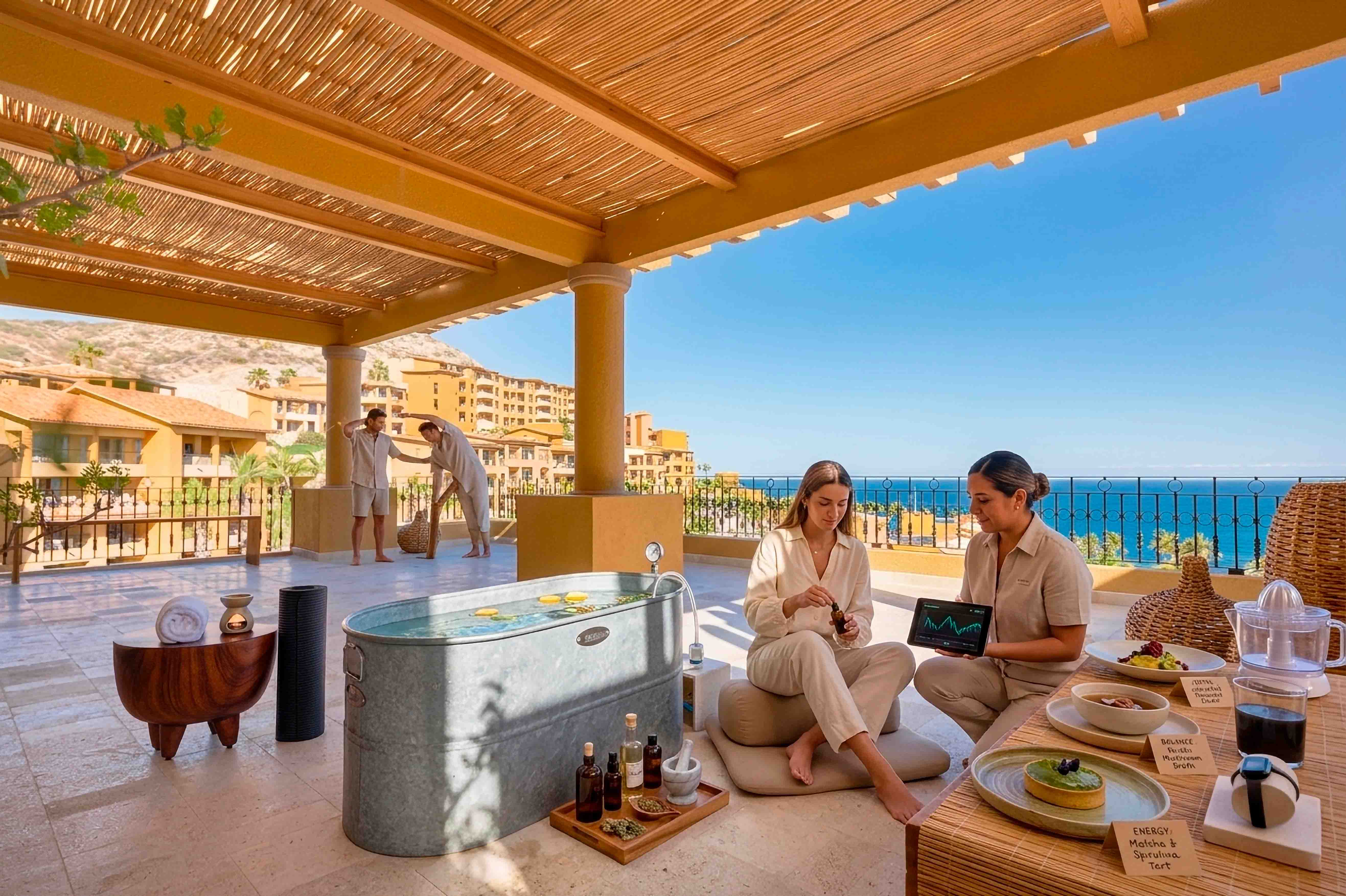 Servicio de mayordomía en terraza frente al mar